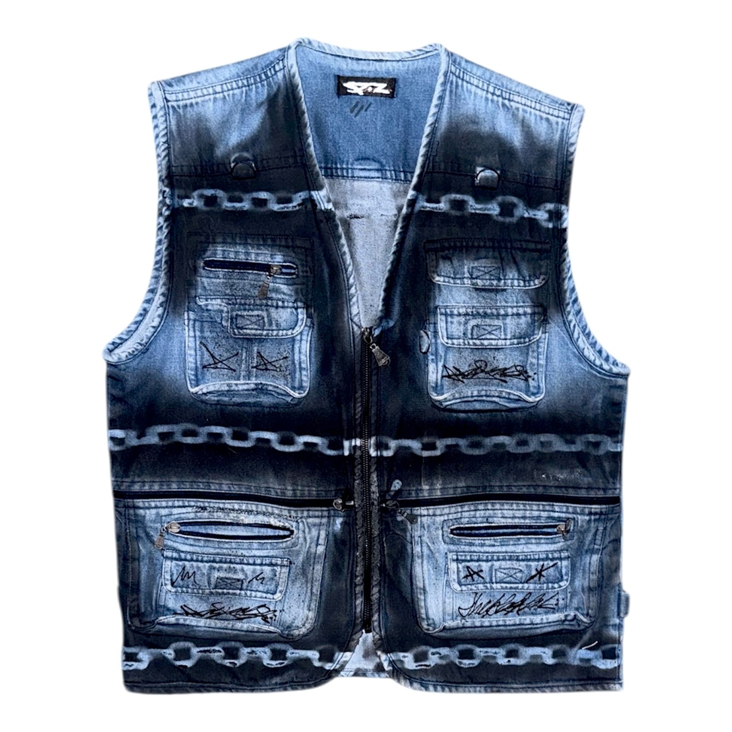 ABSTRAKT CHAINS JEANS VEST