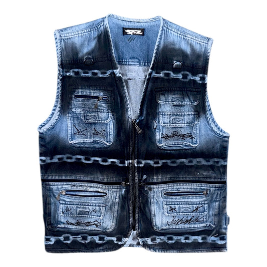 ABSTRAKT CHAINS JEANS VEST